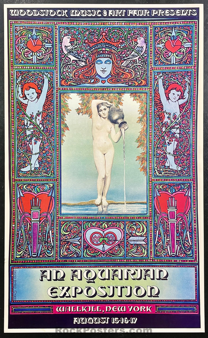 AUCTION - AOR 3.2 - Woodstock - David Byrd - 1969 Poster - Wallkill, New York - Excellent