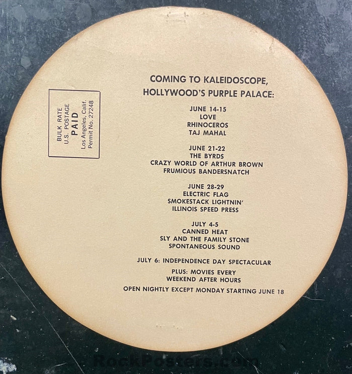 AUCTION - Love Sly & Family Stone - Round 1968 Postcard - Kaleidoscope Hollywood - Very Good