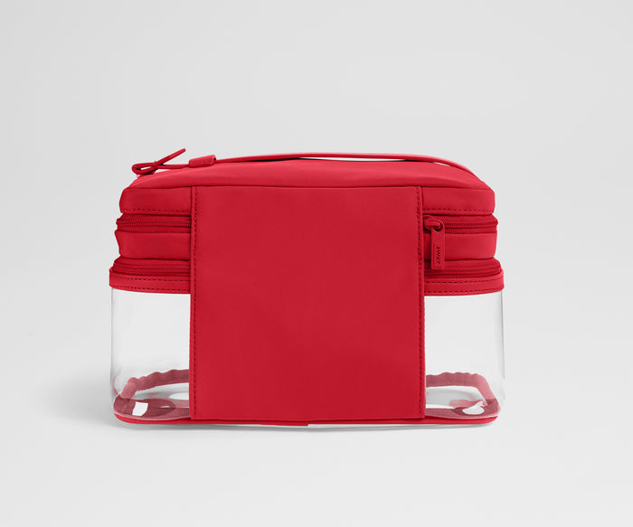 Clear Cosmetic Case in Cherry Red