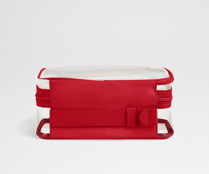 Clear Toiletry Bag in Cherry Red