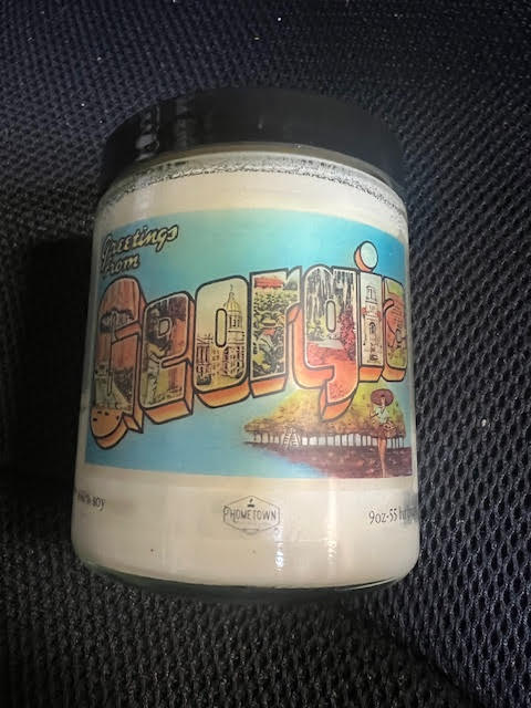 Greetings from Georgia Vintage Postcard Candle Peach Nectar
