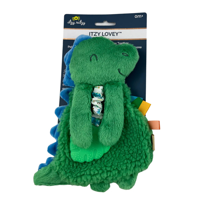 Itzy Ritzy Itzy Lovey Plush with Teether - Green Dino