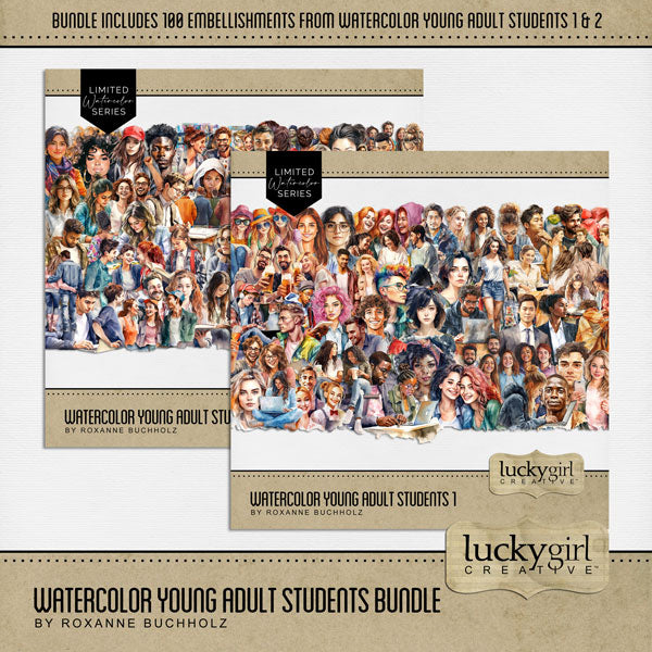 Watercolor Young Adult Students 2 Digital Scrapbook Kit