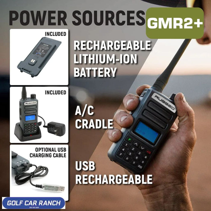 2 PACK - Rugged GMR2 PLUS GMRS and FRS Two Way Handheld Radios - Grey Handheld Radio