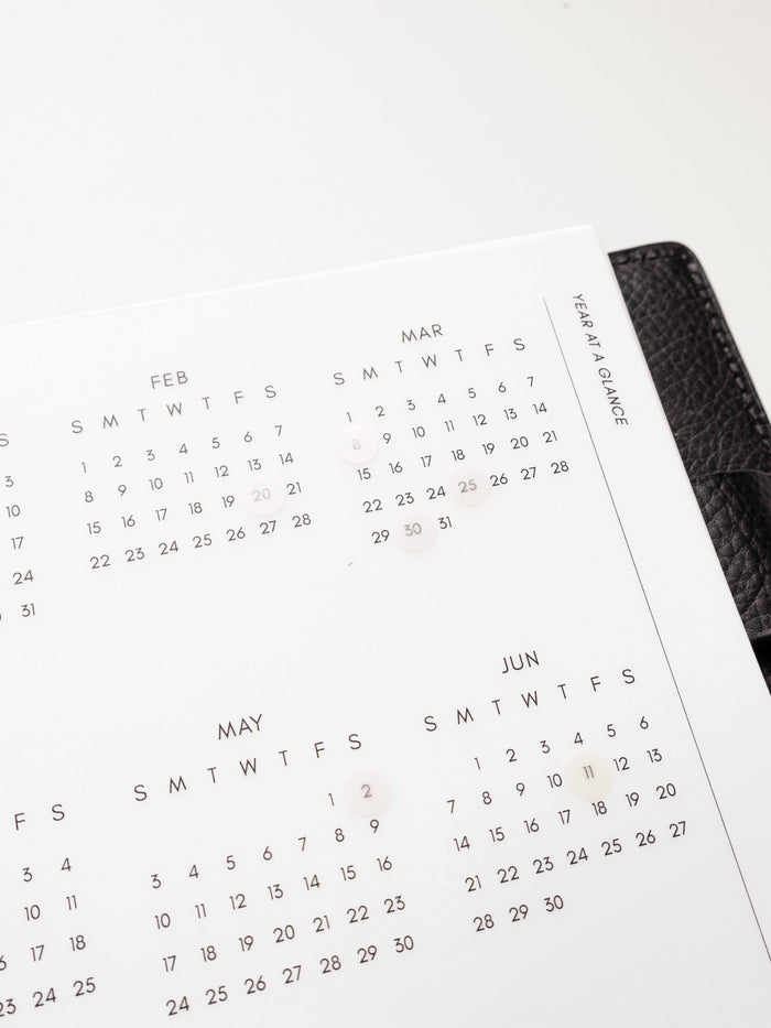 Close-up of the 2026 Year At A Glance Planner Dashboard.
