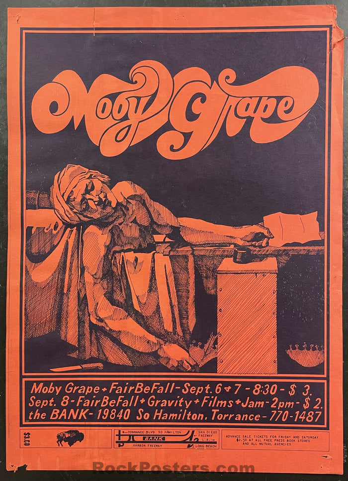 AUCTION - AOR 3.86 -  Moby Grape - 1968 Poster - The Bank - Good - SF Rock Posters & Collectibles
