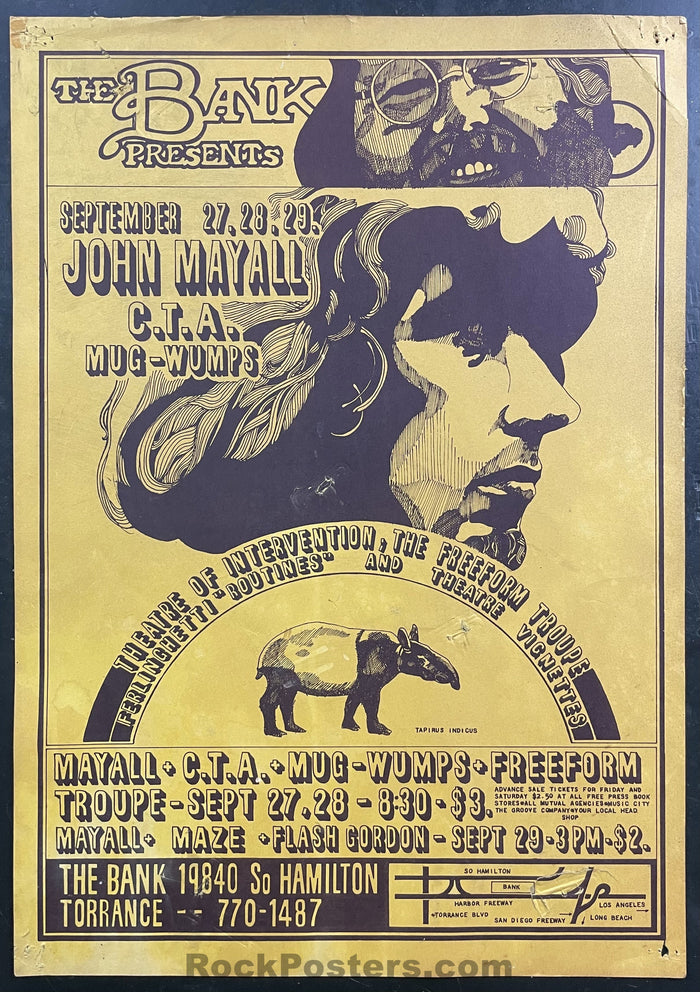 AUCTION - AOR 3.87 - John Mayall - 1968 Poster - The Bank - Very Good