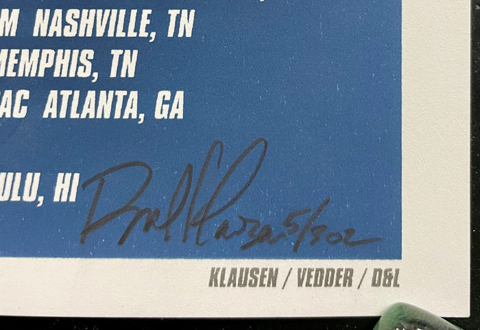 AUCTION - Eddie Vedder - Summer Tour '09 - Brad Klausen Signed - Artist Proof Silkscreen - Near Mint