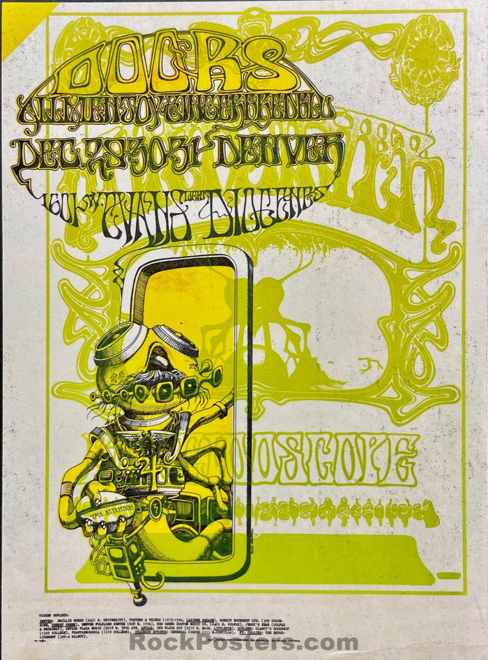 AUCTION - FDD-18 - The Doors - 1967 Unique Two-Sided Overprint - 1967 Postcard - Near Mint Minus - SF Rock Posters & Collectibles