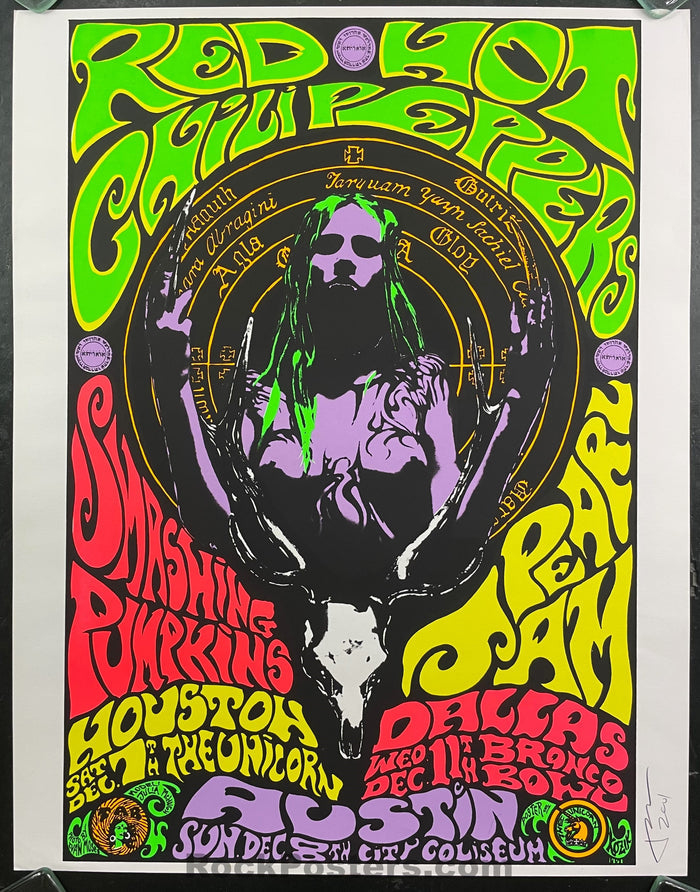 AUCTION - Red Hot Chili Peppers - Pearl Jam - Texas '91 - Kozik Signed - 1st Edition - Near Mint Minus - SF Rock Posters & Collectibles