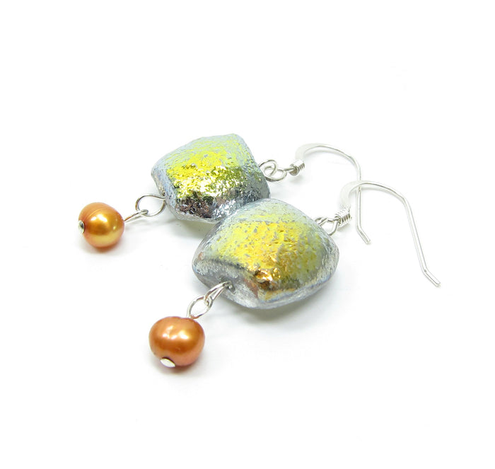 Autumn Frost pillow glass bead earrings make great jewelry for fall.