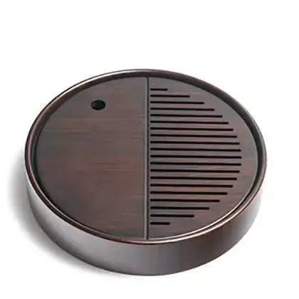 Bamboo Round Tea Tray with Plastic Water Tank 4 Variations - photo 3