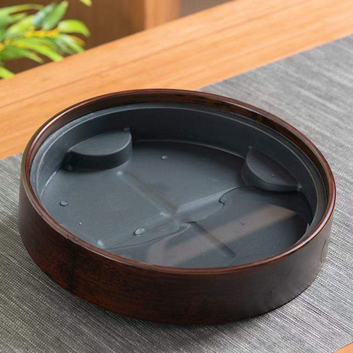 Bamboo Round Tea Tray with Plastic Water Tank 4 Variations - photo 5
