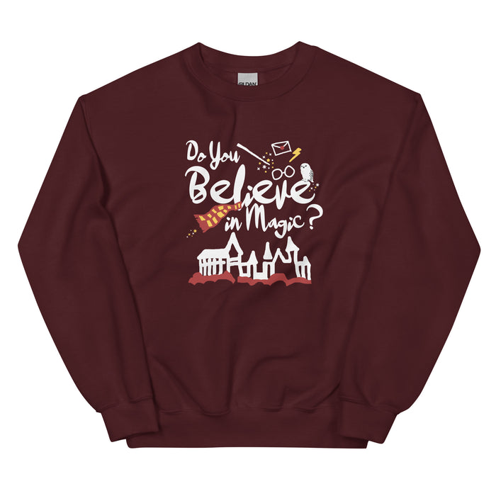 Believe in Magic Sweatshirt Red and Gold Scarf House Wizard and Witch Unisex Sweatshirt