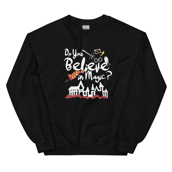 Believe in Magic Sweatshirt Red and Gold Scarf House Wizard and Witch Unisex Sweatshirt