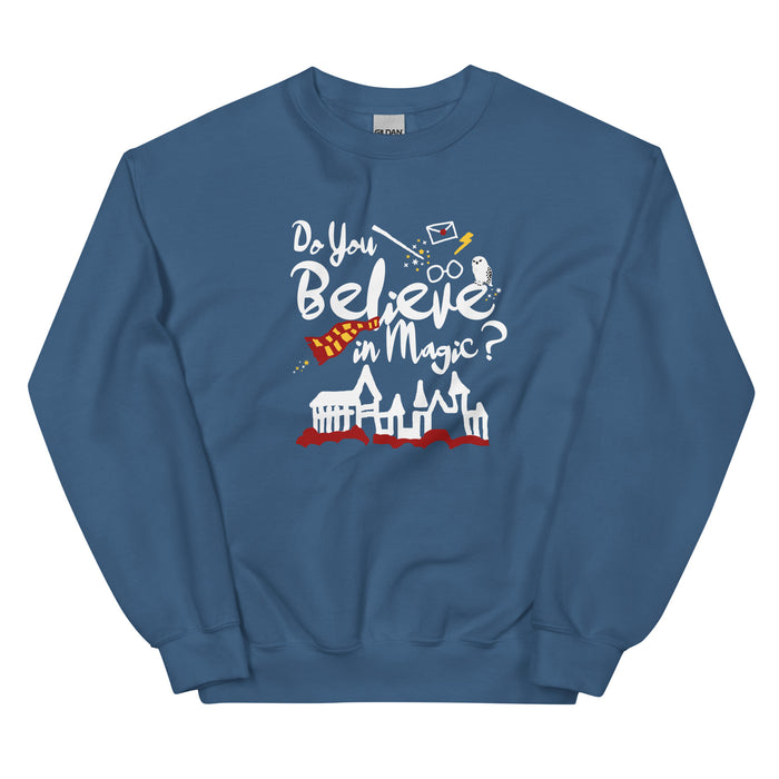 Believe in Magic Sweatshirt Red and Gold Scarf House Wizard and Witch Unisex Sweatshirt