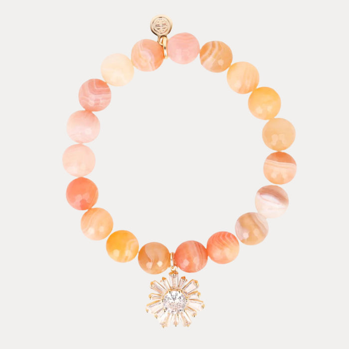 Bellini Peach Beaded Bracelet with Crystal Charm | BuDhaGirl