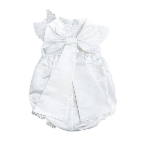 Butterfly White Satin Ceremony Romper - Petite Maison Kids