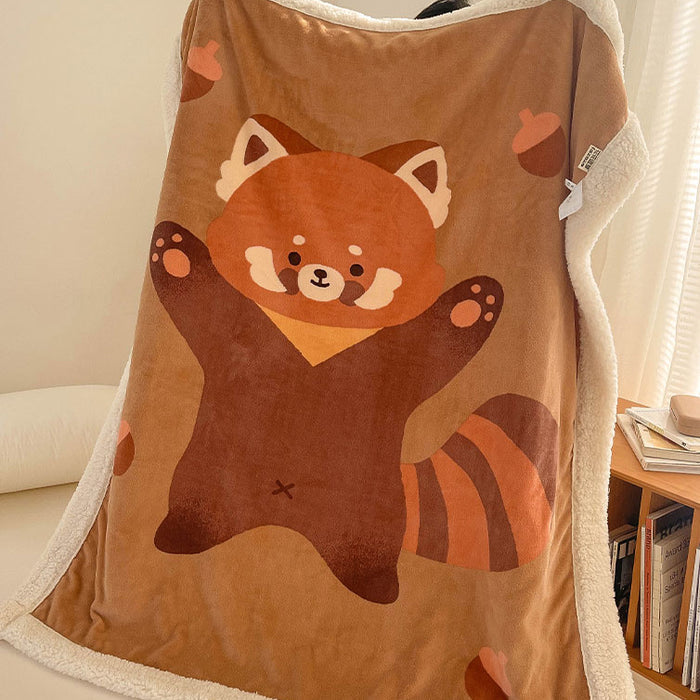 Cartoon Bear Printed Plush Blanket