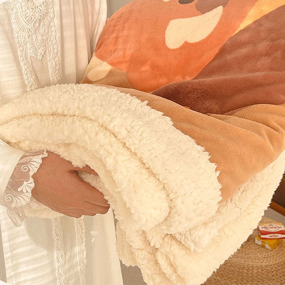 Cartoon Bear Printed Plush Blanket