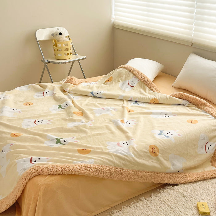 Cartoon Puppy Printed Plush Blanket