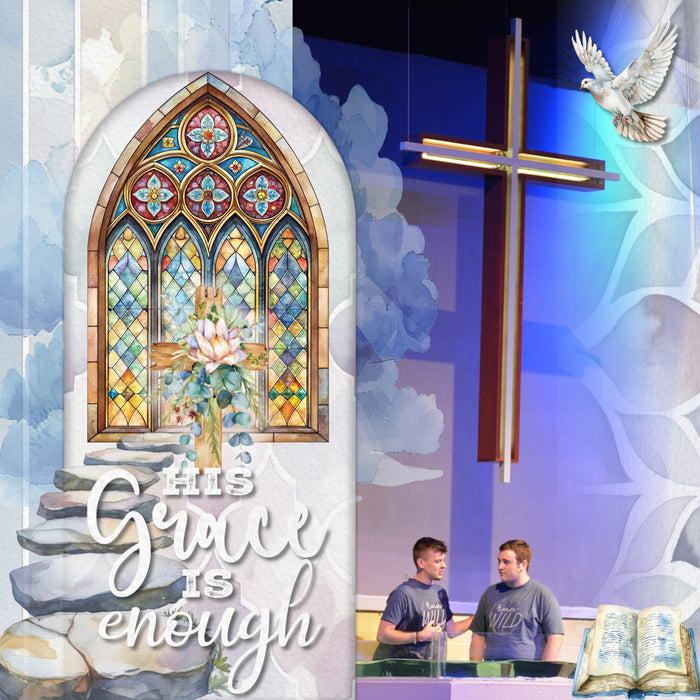 Add inspirational religious watercolor embellishments, pretty papers, and word art by Lucky Girl Creative digital art to all your digital scrapbooking pages of faith and church events! Great for communion, baptism, wedding, Christmas, and Easter albums, too. Embellishments include Jesus, Christ, God, cross, altar, communion, angel, baby Jesus, manger, baptism font, priest, father, Bible, bread, fish, camel, wisemen, candle, chalice, church, bell, hat, pew, temple, chapel, jug, clouds, sunrays, and more.