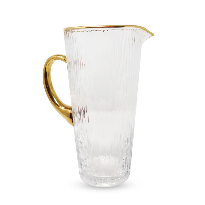 Clear Pitcher with Gold Handle and Rim