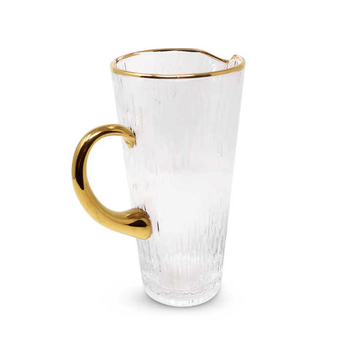 Clear Pitcher with Gold Handle and Rim