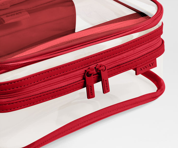 Clear Toiletry Bag in Cherry Red