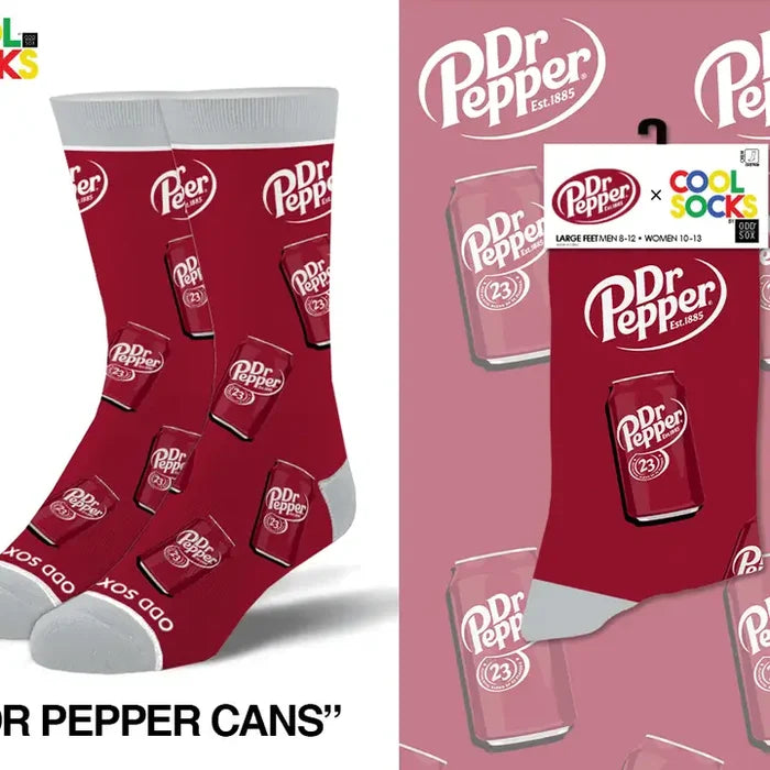 Cool Socks Dr Pepper Cans - Mens Crew Folded