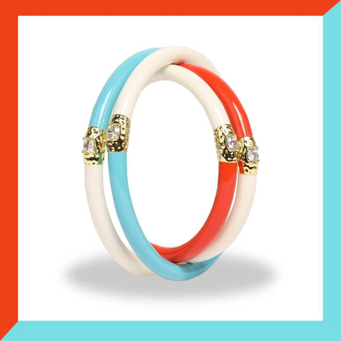 12.01.360.19.SM2,12.01.360.19.MD2,12.01.360.19.LG2,12.01.360.19.XL2, Coral/Ivory Yin & Yang All Weather Bangles® (AWB®) | Bangle Bracelets for Women | BuDhaGirl