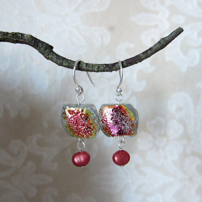 Cranberry Ice Sterling Silver Earrings