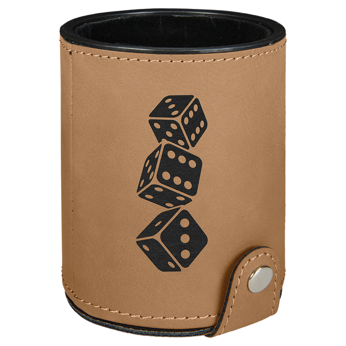 Engraved Leatherette Dice Cup with 5 Dice