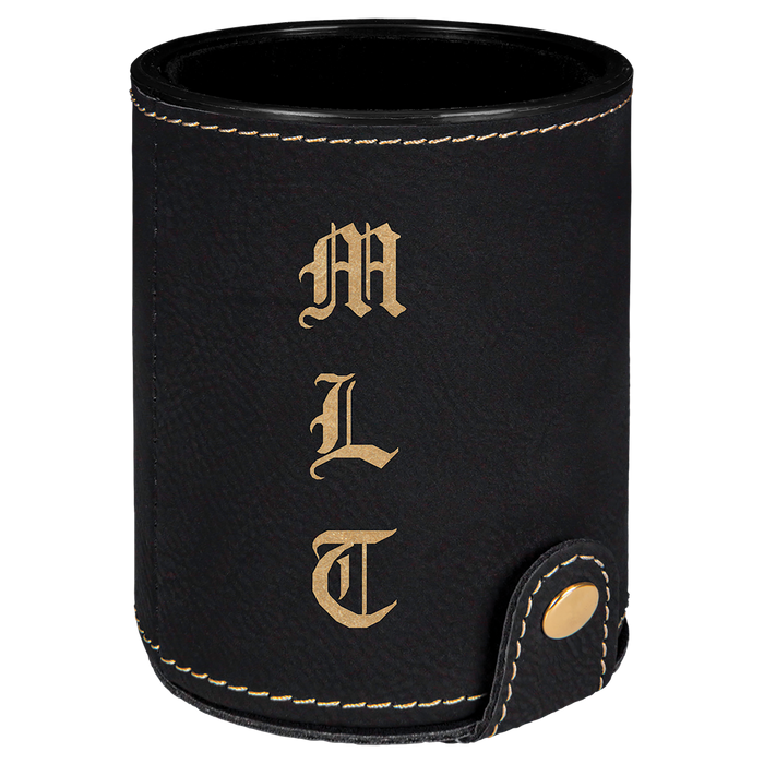Engraved Leatherette Dice Cup with 5 Dice