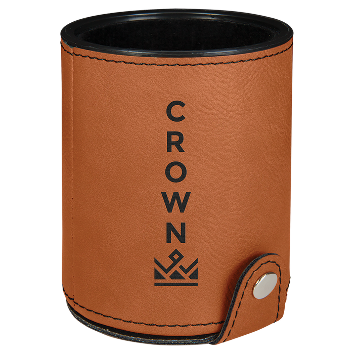 Engraved Leatherette Dice Cup with 5 Dice