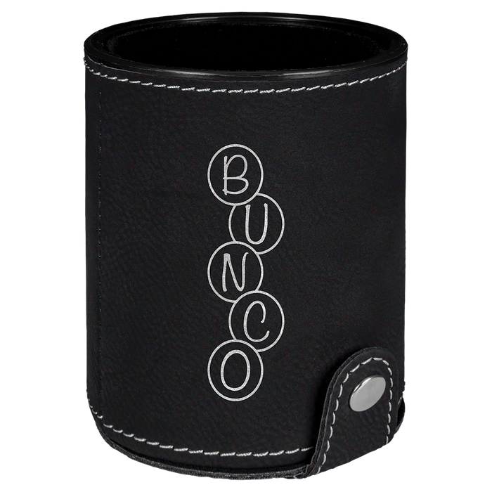 Engraved Leatherette Dice Cup with 5 Dice
