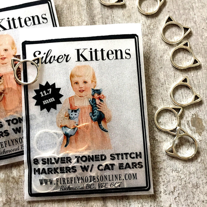 Firefly Notes - Silver Kittens Stitch Marker Pack