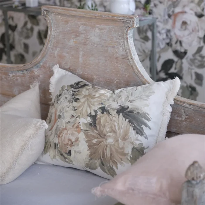 Fleurs D Artistes Sepia Cotton Cushion