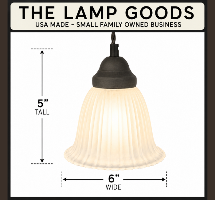 Frosted Heavy Ribbed Wide Flare Pendant - The Lamp Goods