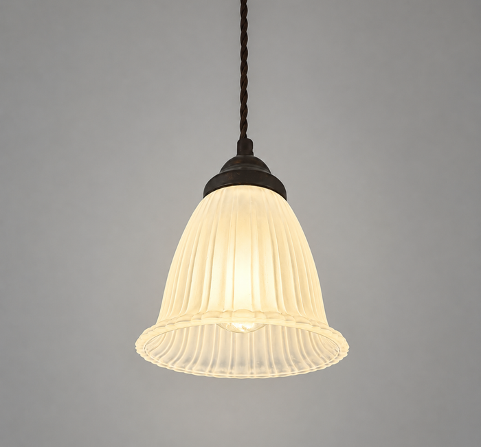 Frosted Heavy Ribbed Wide Flare Pendant - The Lamp Goods