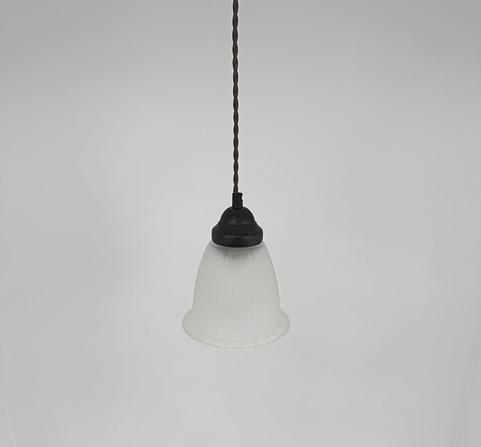 Frosted Heavy Ribbed Wide Flare Pendant - The Lamp Goods