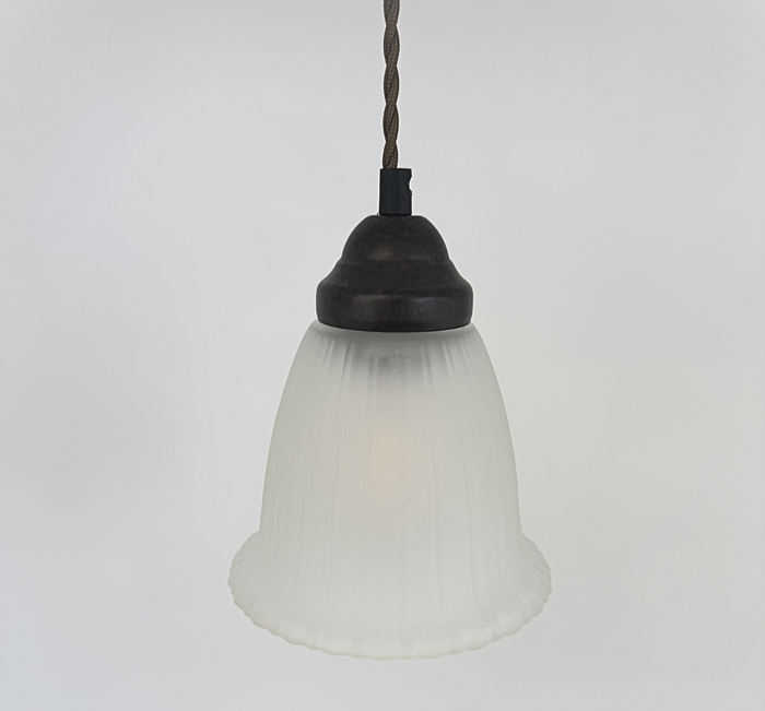 Frosted Heavy Ribbed Wide Flare Pendant - The Lamp Goods