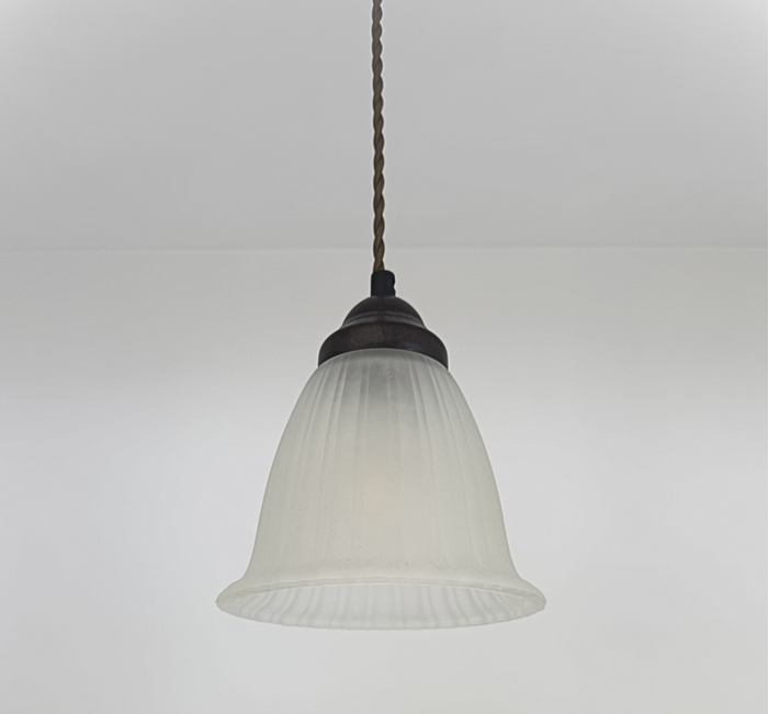 Frosted Heavy Ribbed Wide Flare Pendant - The Lamp Goods