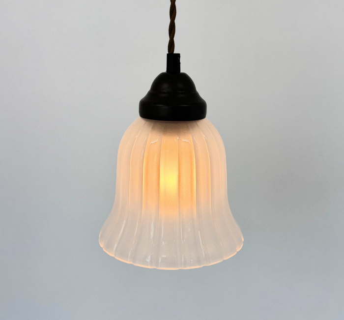 Frosted Wide Ribbed Bell Pendant - The Lamp Goods
