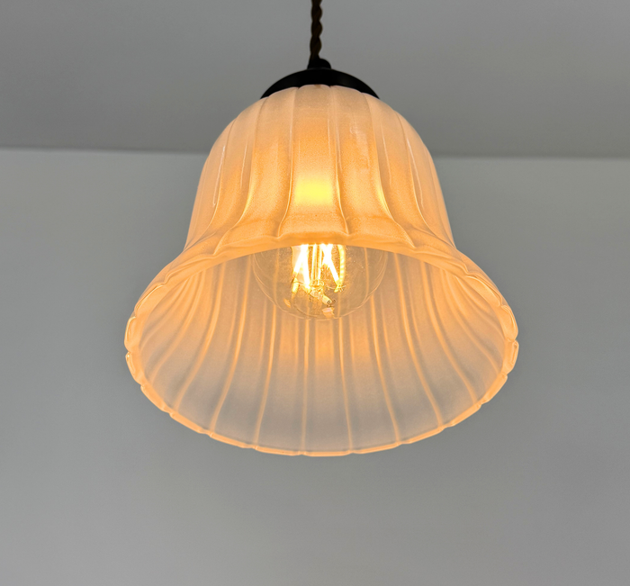 Frosted Wide Ribbed Bell Pendant - The Lamp Goods