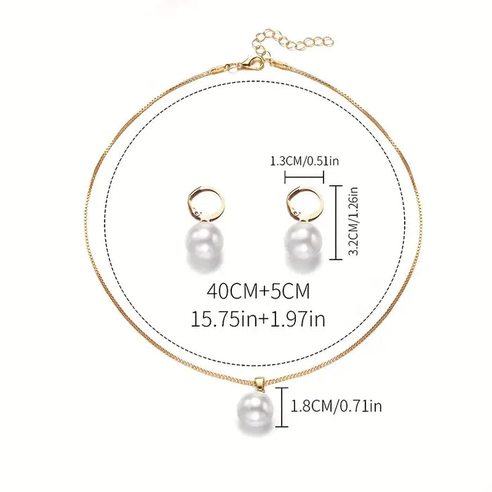 Golden Grace Pearl Jewelry Set | Gold