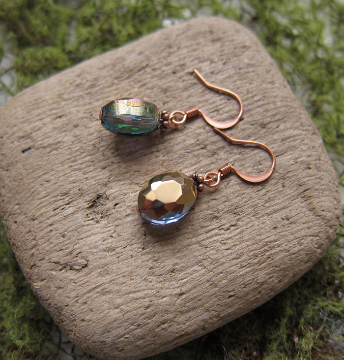 Green & Gold Iridescent Earrings