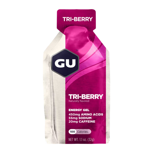 A product picture of the Gu Energy Tri Berry | 32g
