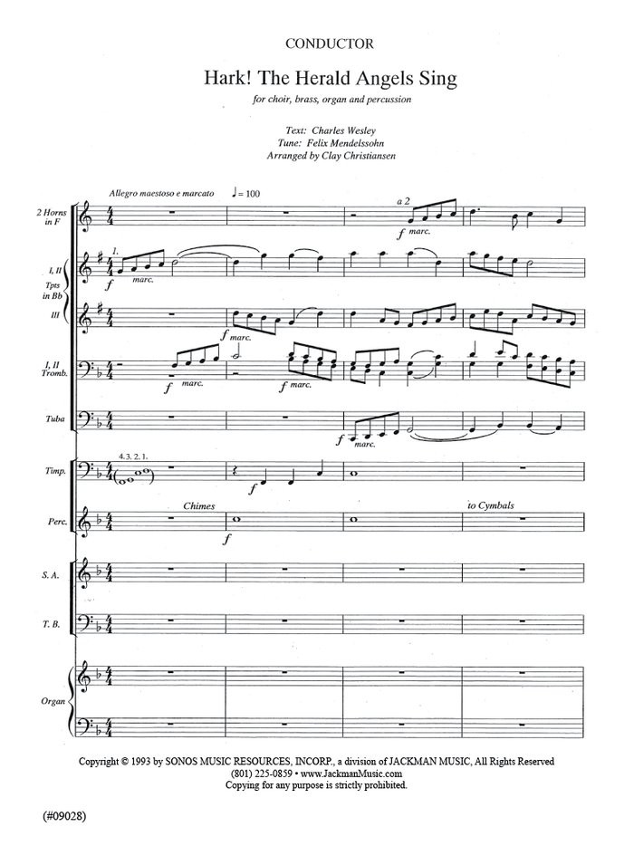 Hark! The Herald Angels Sing - Score and Parts