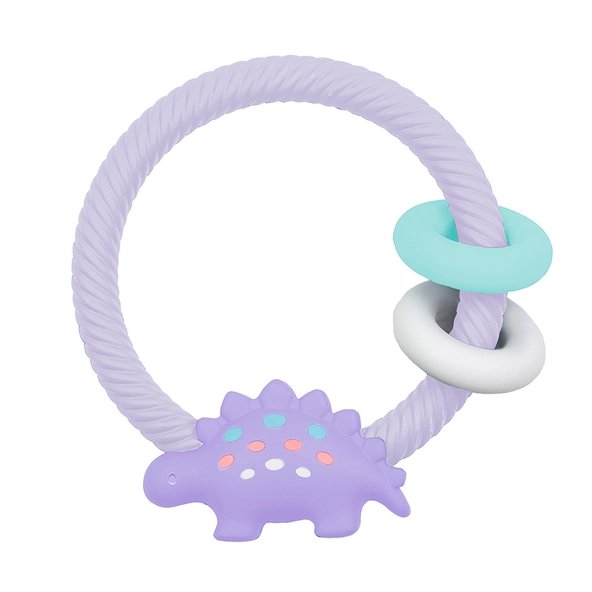 Itzy Ritzy Ritzy Rattle Silicone Teether - Lilac Dino